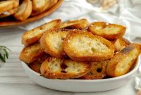 Crispy Garlic Crostini with Olive Oil and Herbs