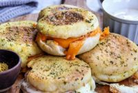 Savory English Muffin Baked Sandwiches with Melted Cheese