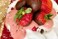 Strawberry Curd Pavlova with Whipped Cream and Fresh Berries