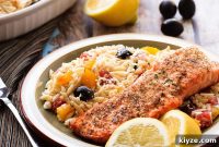 Crispy Salmon with Lemon-Garlic Greek Orzo Recipe