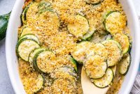 Baked Zucchini Casserole with Crispy Parmesan Topping