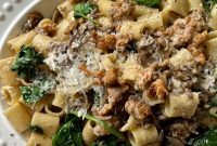 Creamy Pasta Norcina with Italian Sausage and Truffle Oil