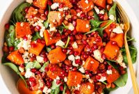 Roasted Pumpkin, Spinach and Feta Salad with Maple Vinaigrette