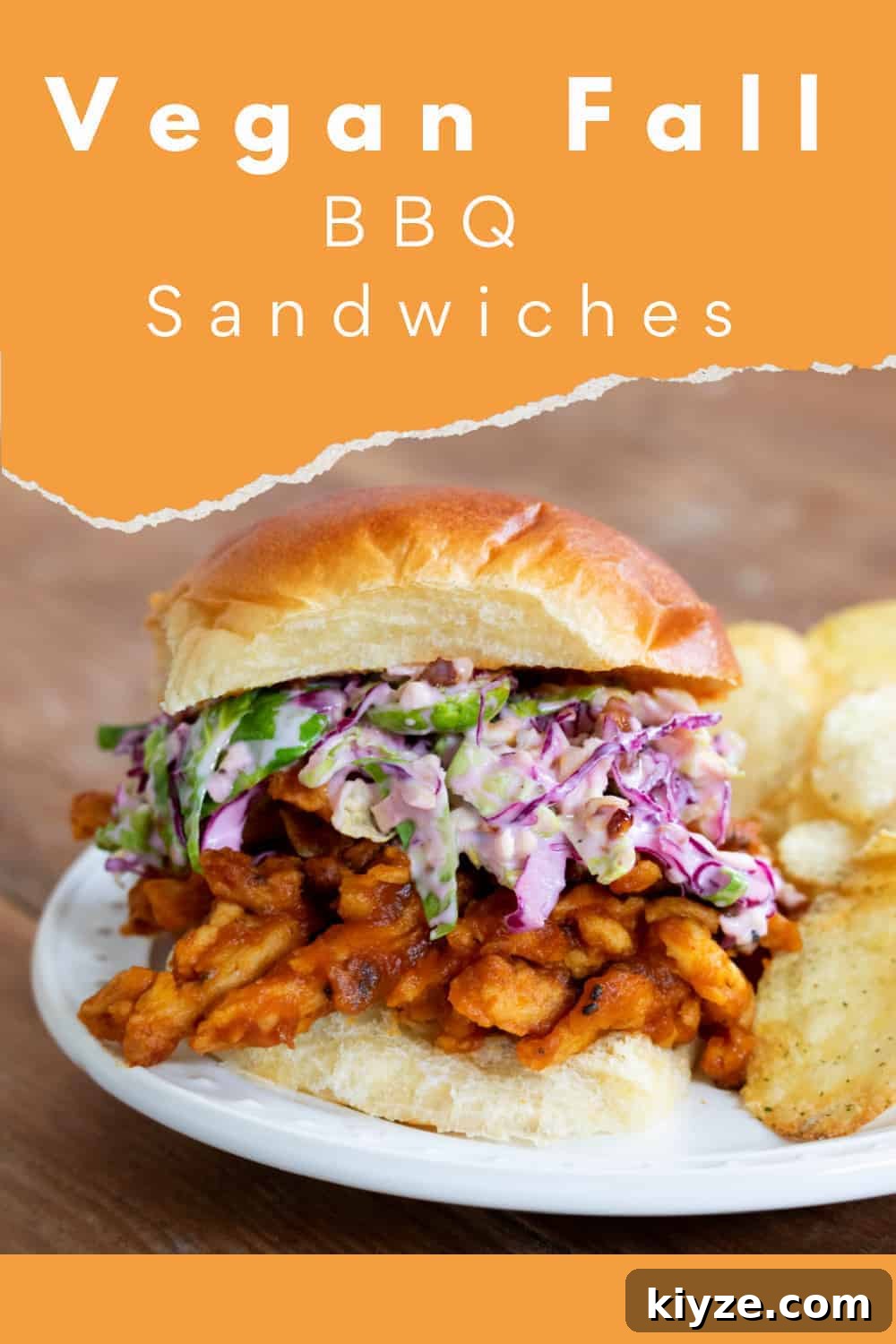 Autumn Vegan BBQ Sandwiches for Cozy Fall Gatherings 8 Close-up of pumpkin BBQ soy curls