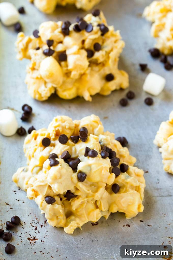 Avalanche Cookies No bake avalanche cookies made with marshmallows, peanut butter and white chocolate.