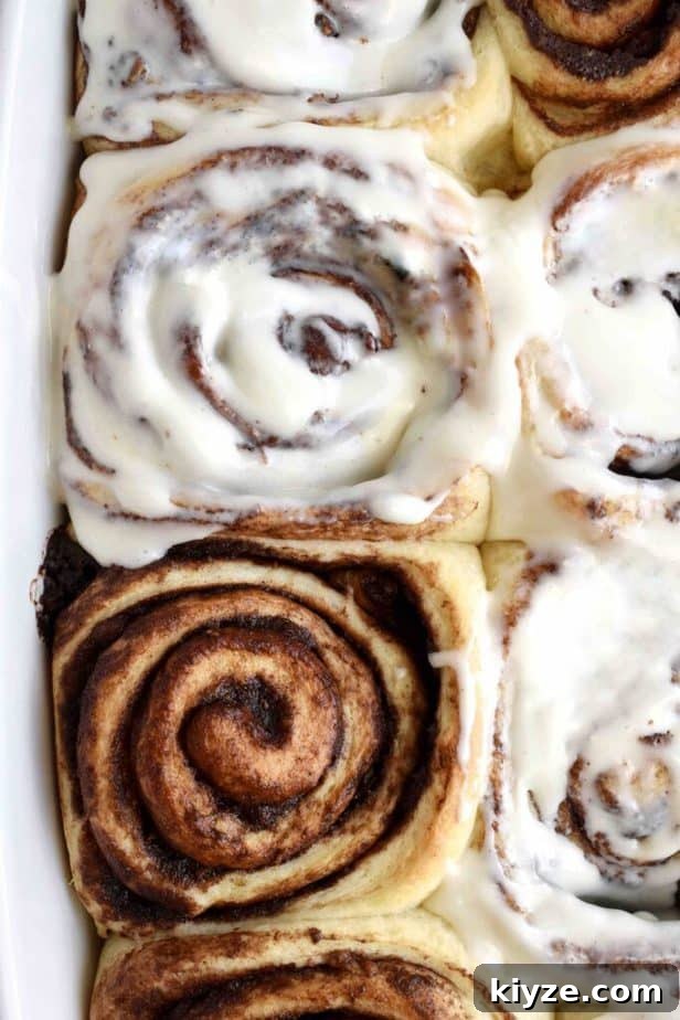 Chocolate Pecan Cinnamon Rolls — Video Recipe Guide 6 cinnamon rolls in pan, some frosted, some unfrosted