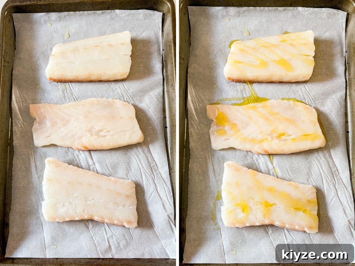 Crispy Parmesan-Crusted Fish Fillets Recipe 6 Fish on a pan and then drizzled with olive oil.