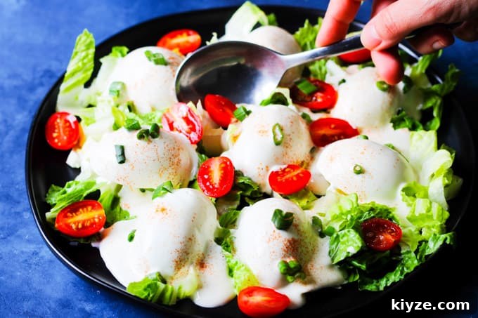 Polish Deviled Eggs with Classic Mayonnaise Filling 11 Serving Eggs Mayonnaise with a spoon