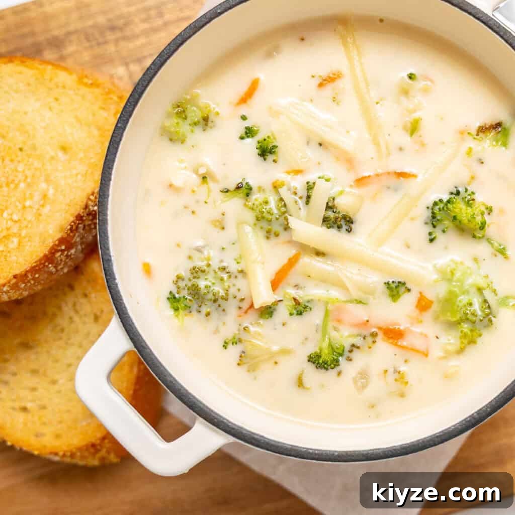 Crispy Garlic Crostini with Olive Oil and Herbs 16 Broccoli cheese soup with toasted bread.
