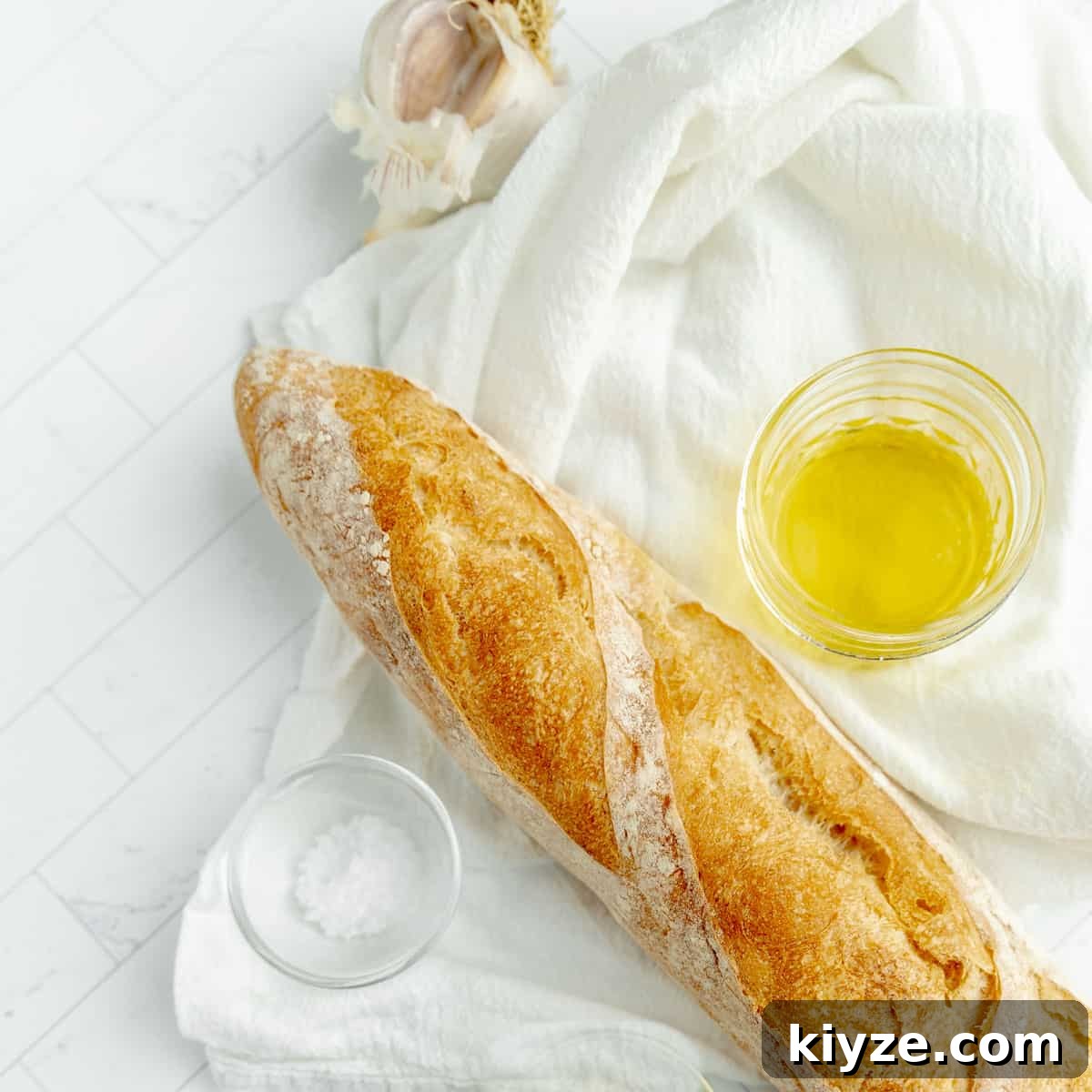 Crispy Garlic Crostini with Olive Oil and Herbs 3 Ingredients needed for garlic crostini.