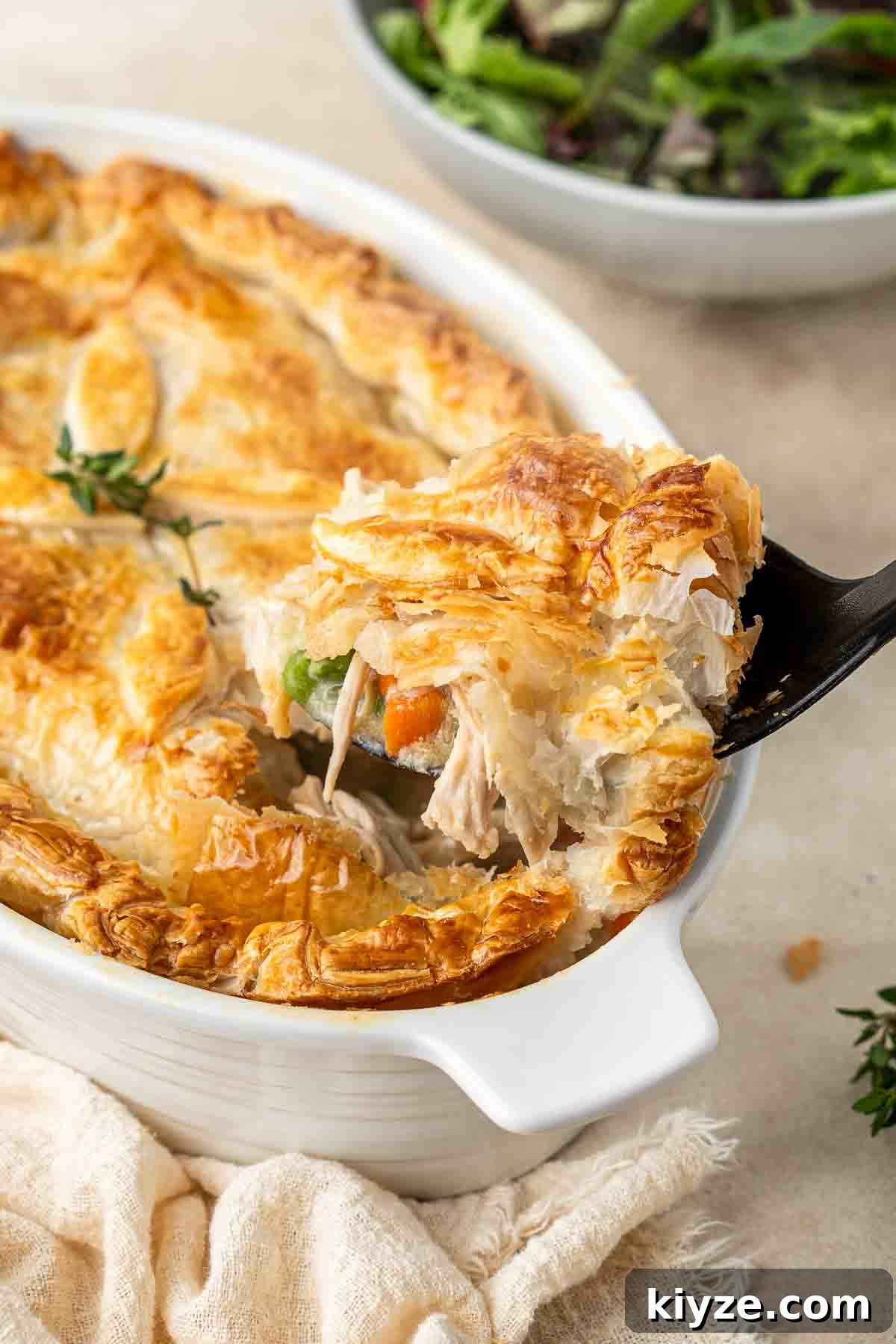 Dairy-Free Chicken Pot Pie Recipe: Creamy, Comforting Pie 9 Serving the chicken pot pie.