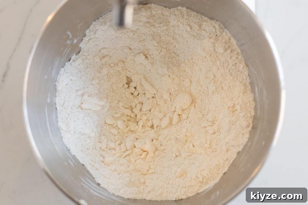 Butter incorporated into scone dough