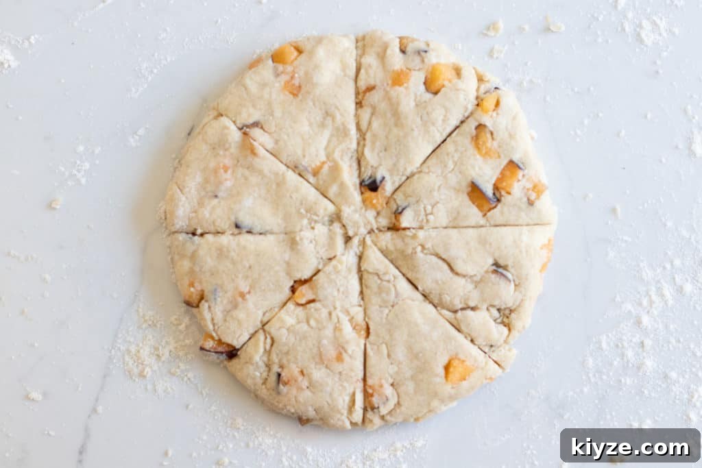 Scone dough cut into triangles