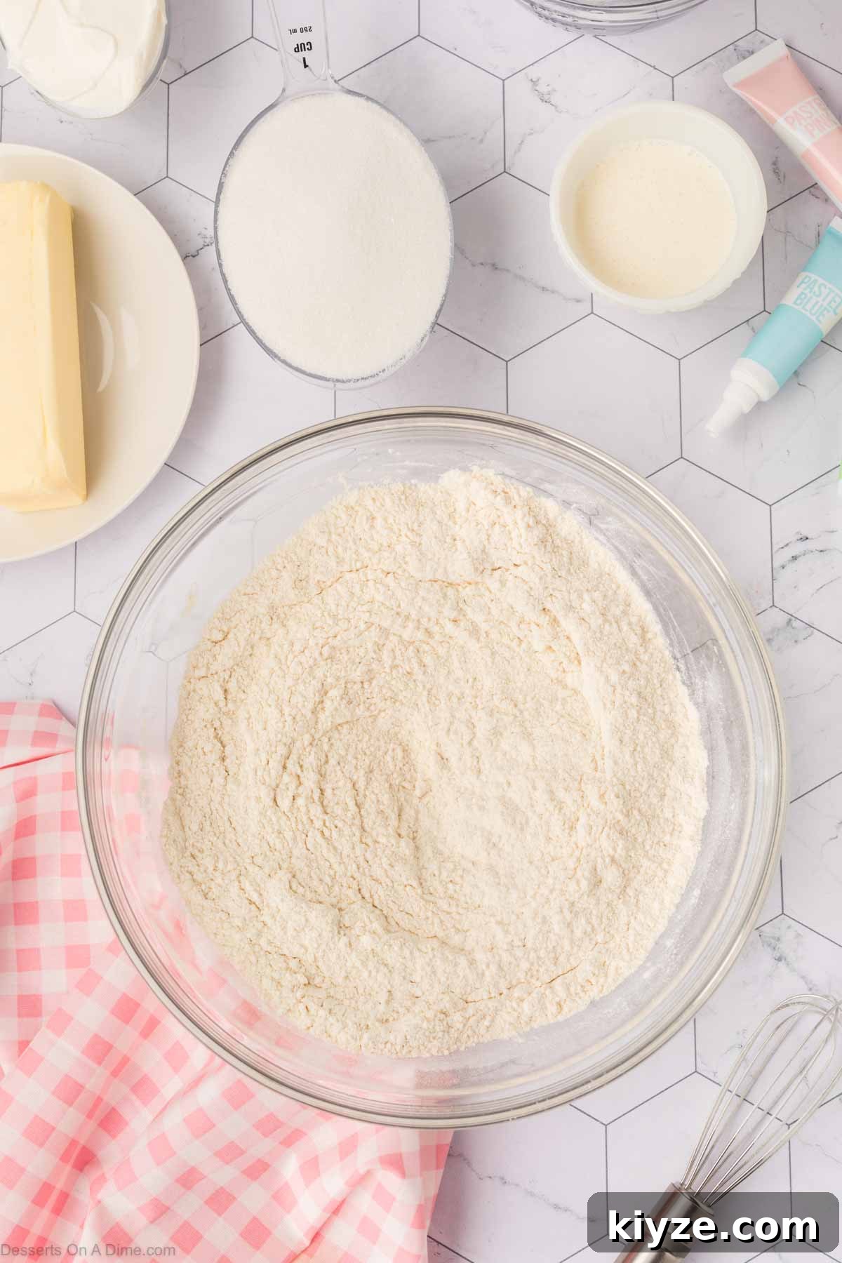 Sour Cream Sugar Cookies Recipe for Soft, Tender Cookies 3 Dry ingredients combined in a bowl.