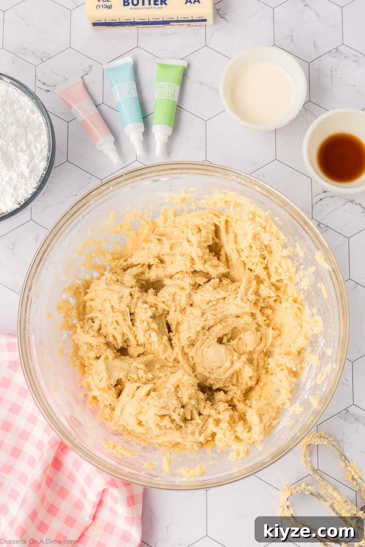 Sour Cream Sugar Cookies Recipe for Soft, Tender Cookies 9 Dough combined together in a bowl.