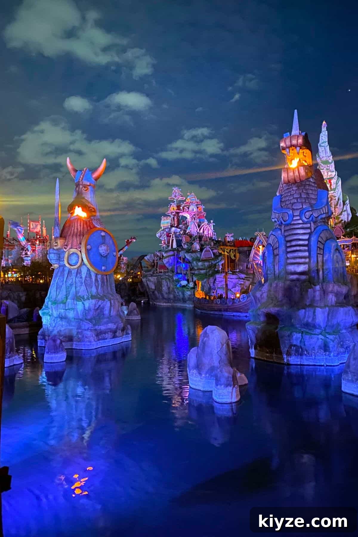 Spit Fyre Grill Review: Menu, Rides & Tips for Epic Universe 2 epic universe isle of berk at night