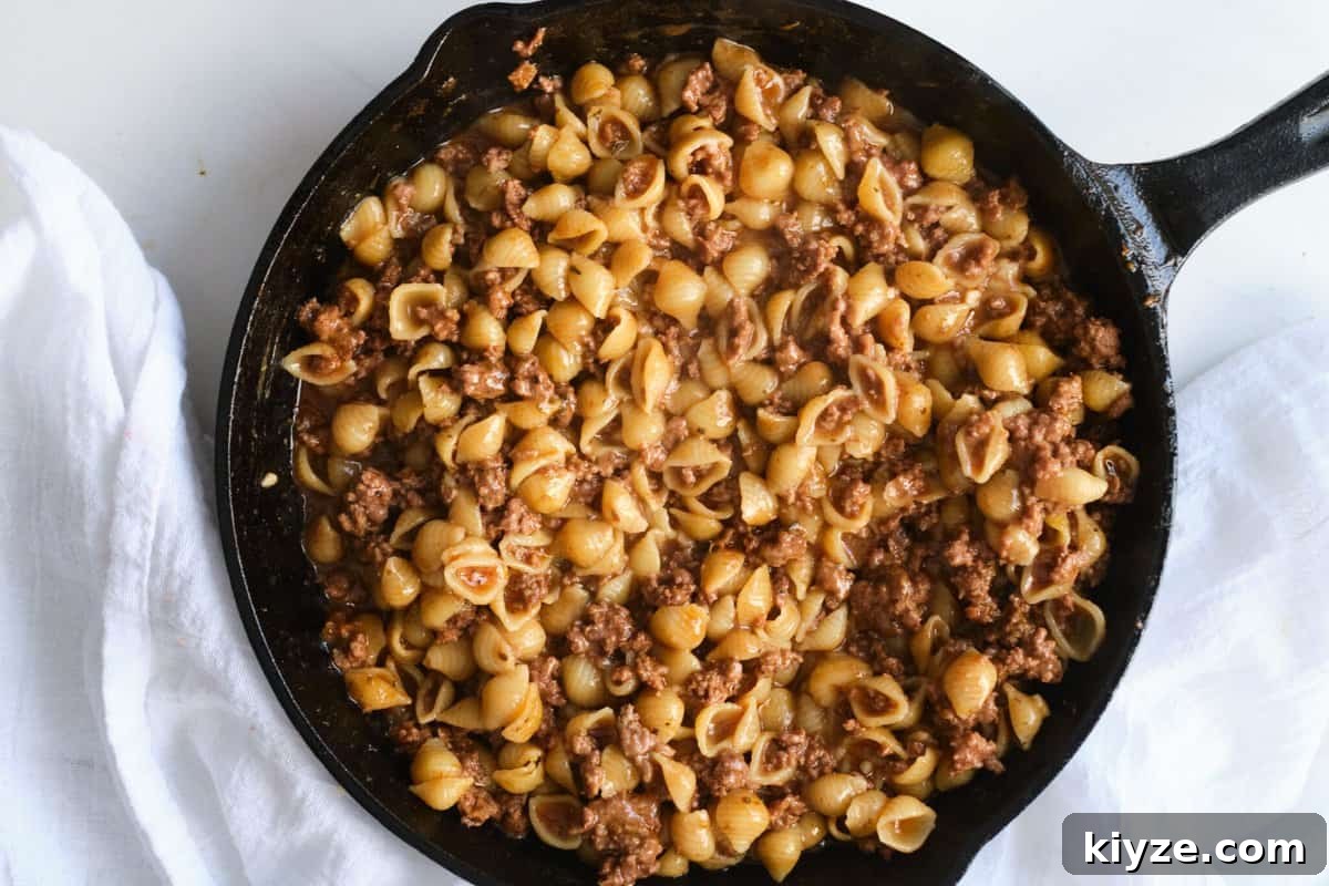 Homemade Hamburger Helper Recipe: Creamy Skillet Cheeseburger Casserole 5 img 12160 4