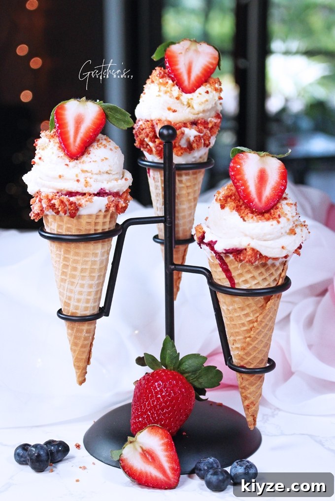 Strawberry Cheesecake Crunch Ice Cream Cones 2 Strawberry Cheesecake Crunch Cones