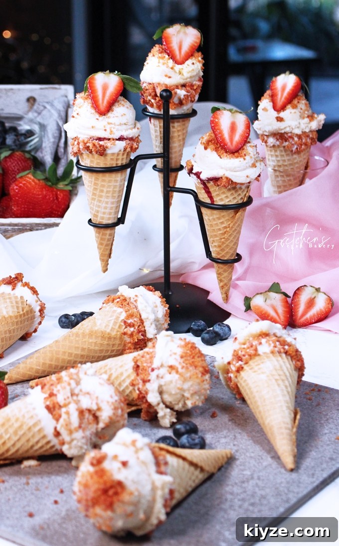 Strawberry Cheesecake Crunch Ice Cream Cones 4 Strawberry Cheesecake Crunch Cones