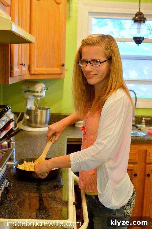 Creamy Bacon Shrimp Alfredo Pasta Recipe 2 Kids helping make Bacon Shrimp Alfredo