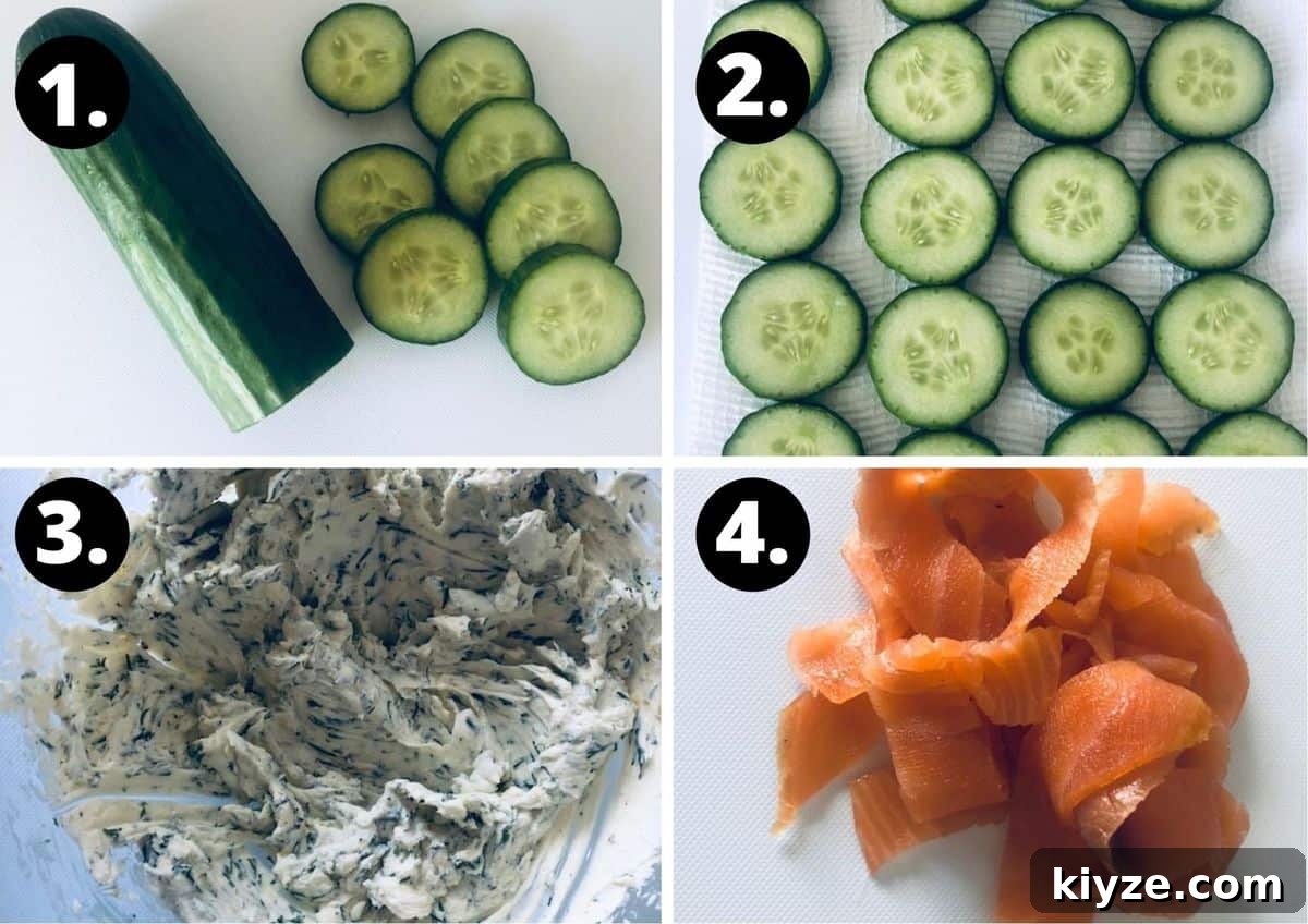 Cucumber Salmon Bites: Fresh Appetizer Recipe for Parties 4 the four steps to prepare this recipe.