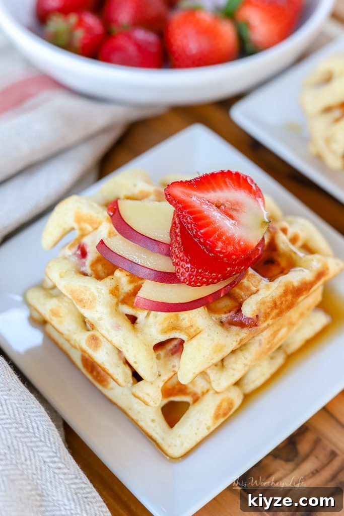 Strawberry and White Peach Waffles Recipe — Fluffy Summer Waffles 3 The Best Buttermilk Waffles