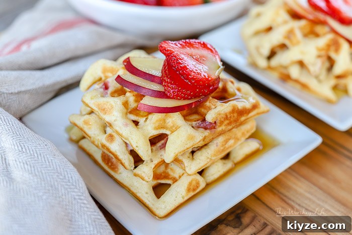 Strawberry and White Peach Waffles Recipe — Fluffy Summer Waffles 6 The Best Waffle Breakfast