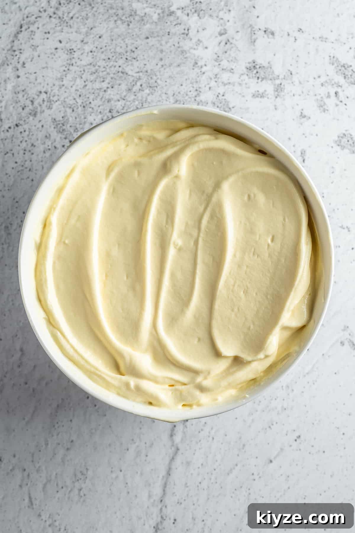 Classic Tiramisu with Marsala and Mascarpone Recipe 6 Tiramisu mascarpone cream in a bowl.