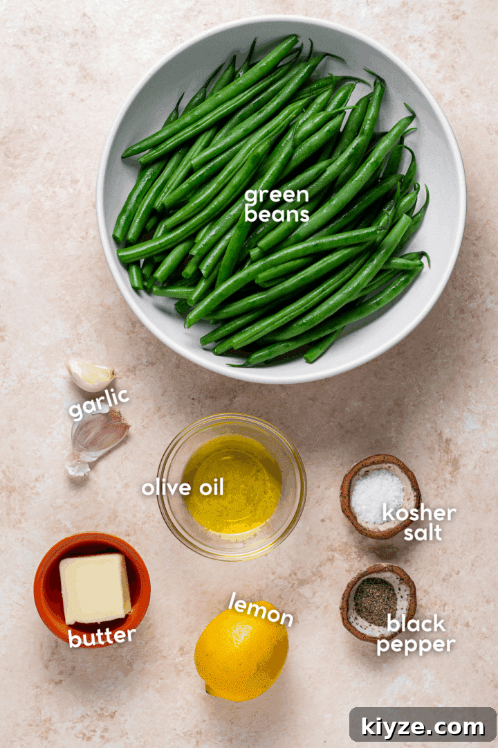 picture of the ingredients needed to make lemon butter green beans