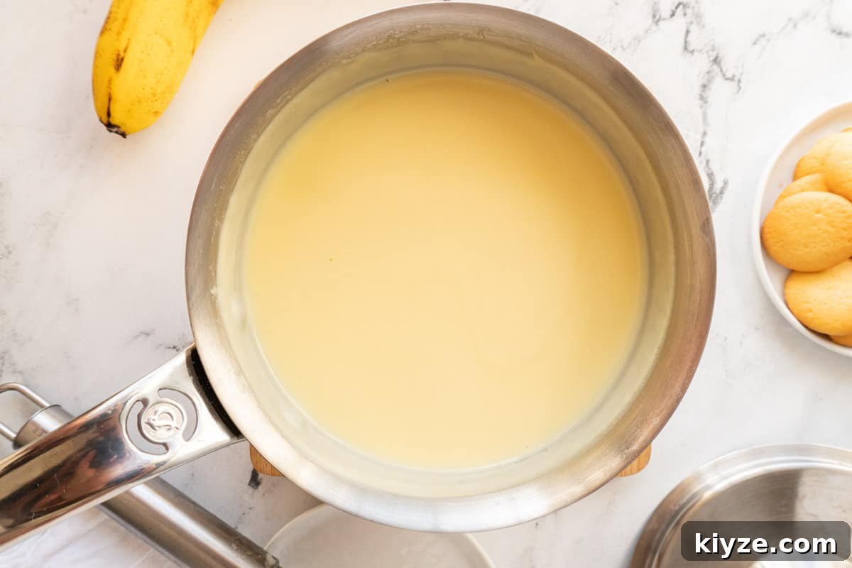 pudding after mixing in vanilla and butter, and allowing it to cook on the stove.