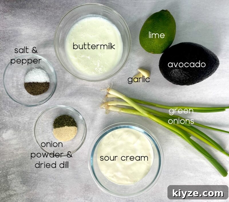 Creamy Avocado Lime Ranch Dressing Recipe 3 avocado lime ranch dressing ingredients