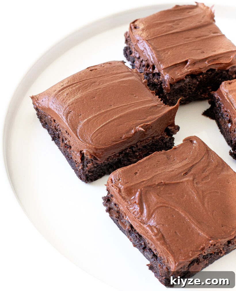 Decadent Chocolate Frosted Brownies Recipe 2 brownies with chocolate frosting on top
