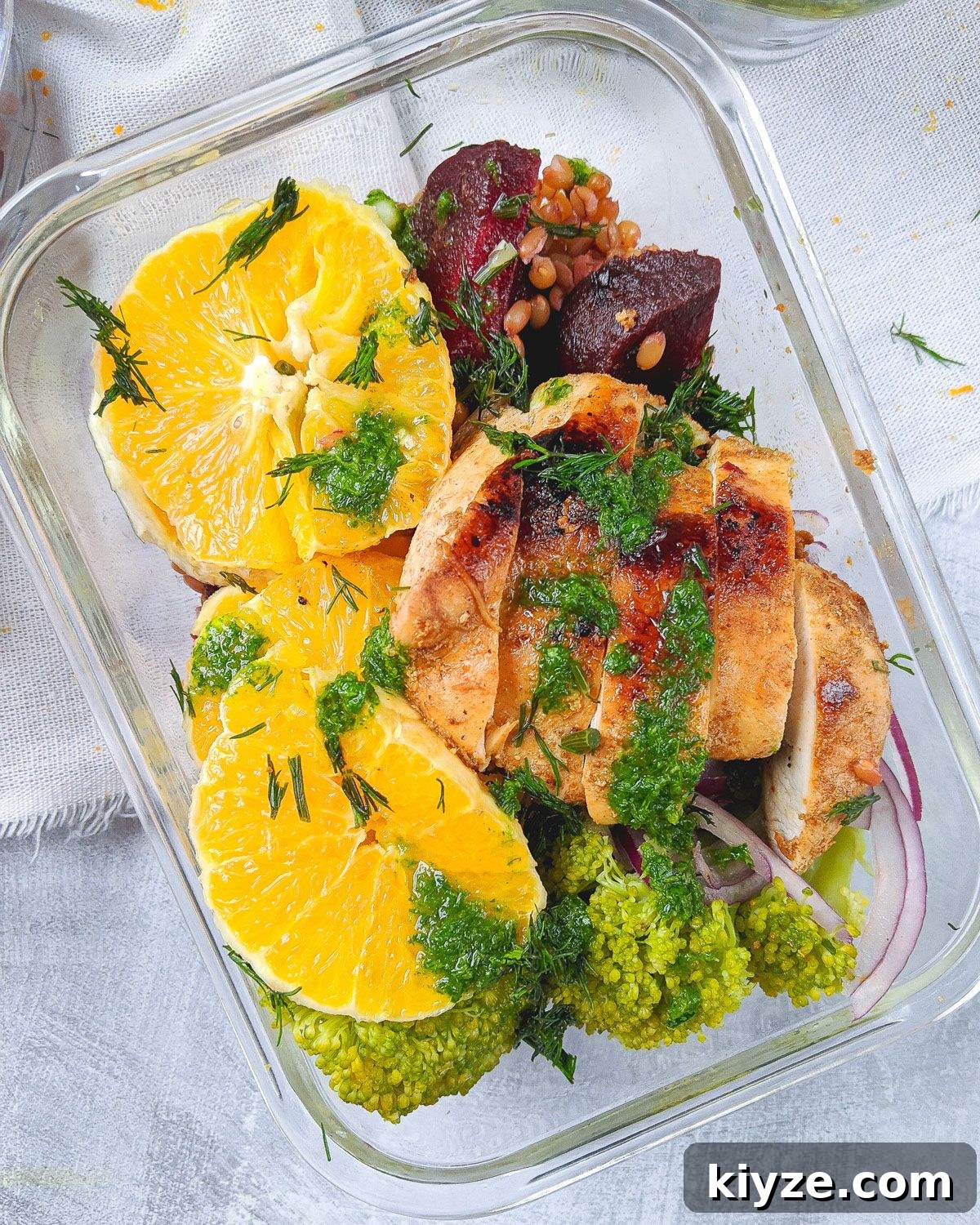 Chicken with Broccoli, Beets and Farro Salad