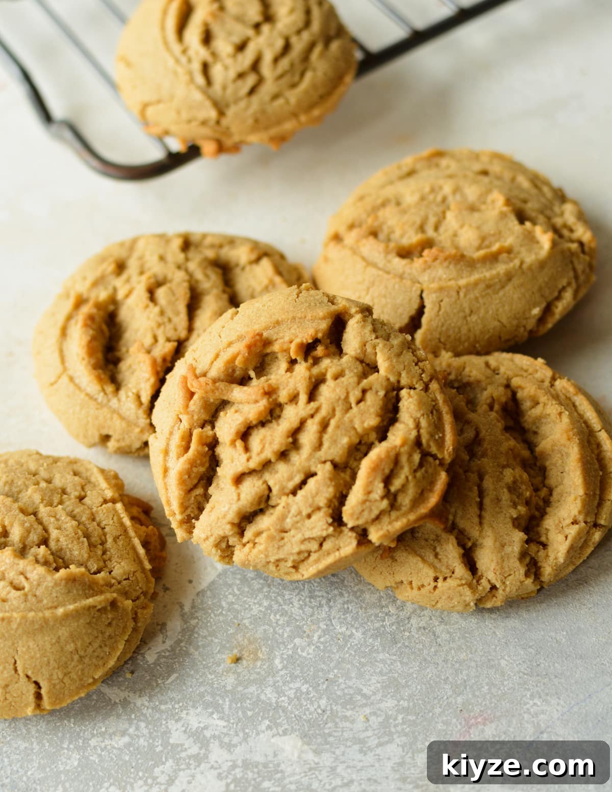 Chewy Peanut Butter Cookies Made with Oat Flour 2 a stack of oat flour peanut butter cookies.