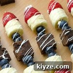 Healthy Summer Red, White and Blue Fruit Brownie Kebabs - Featured Image