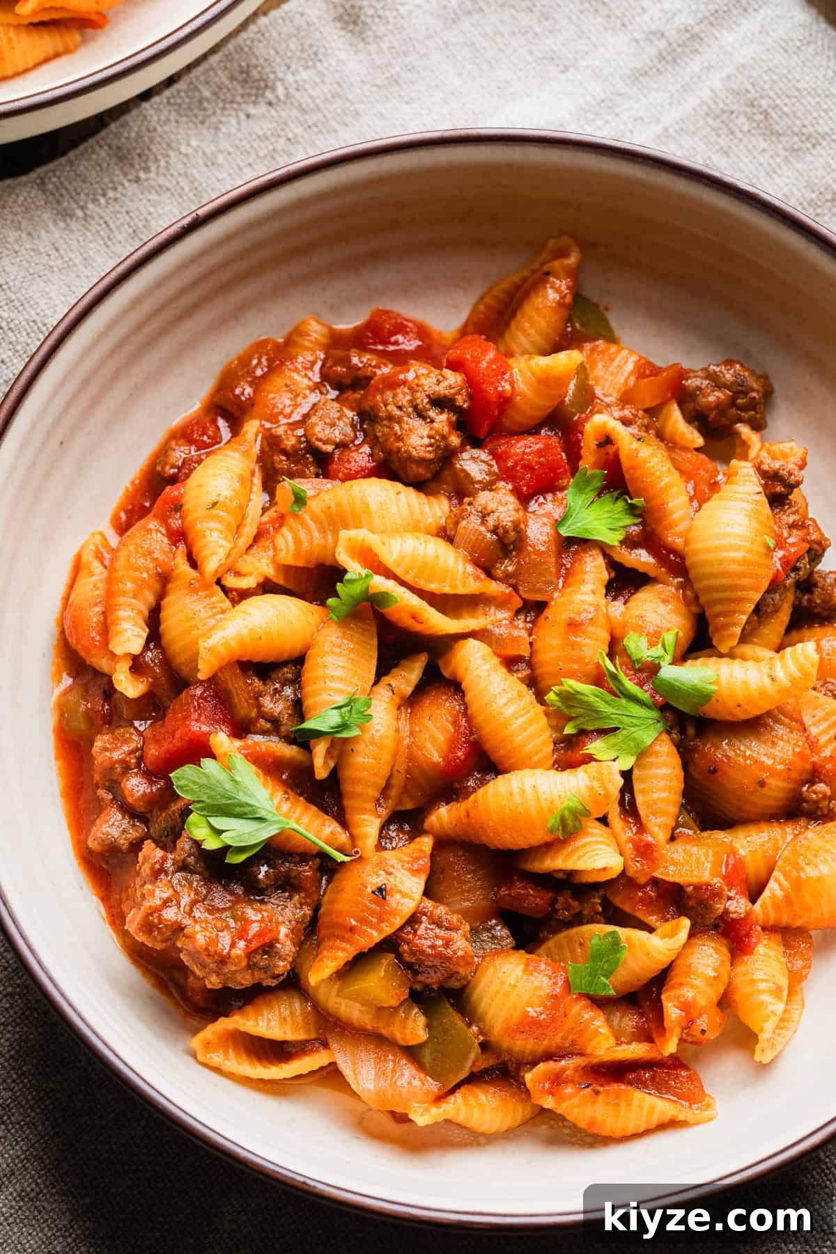Classic American Chop Suey with Ground Beef Recipe 8 The completed American chop suey with ground beef recipe in a serving bowl.