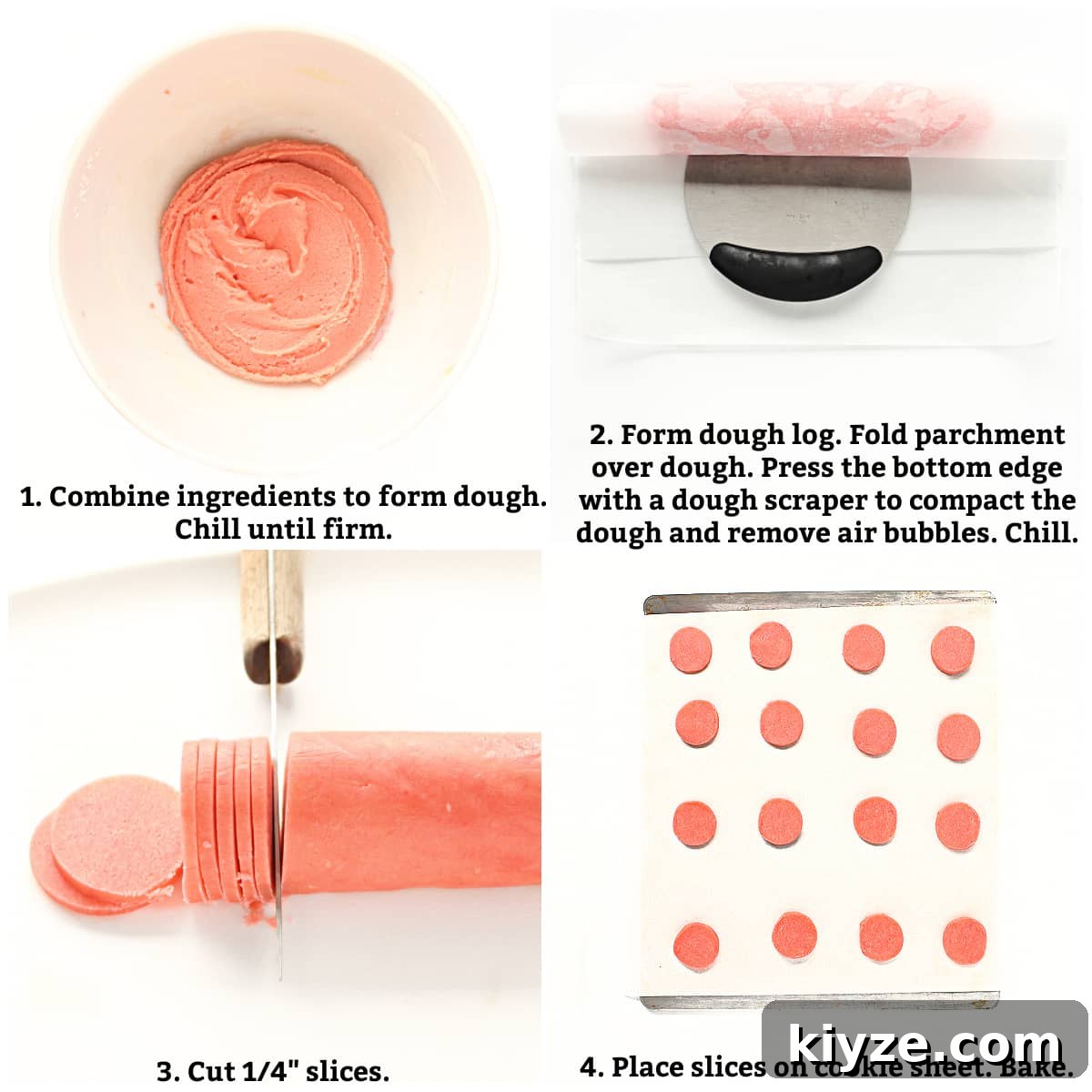 Raspberry Rally Cookies Recipe — Soft Homemade Jam-Filled Cookies 4 Instructions: combine ingredients,chill dough, roll dough into log, chill until firm, cut slices, bake.