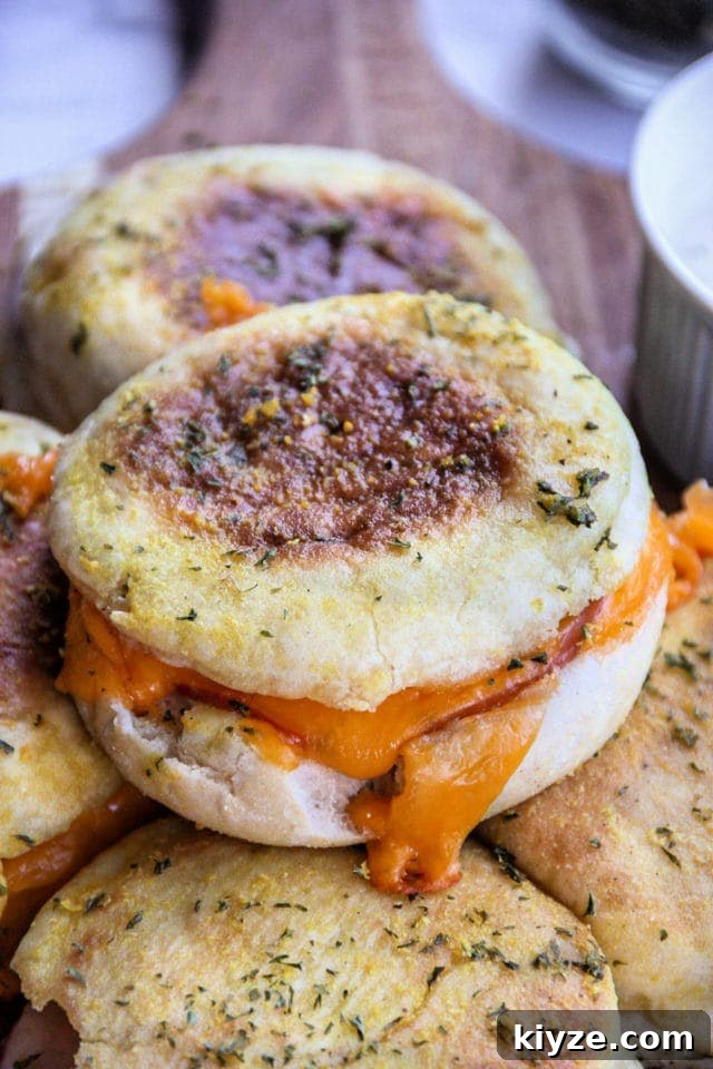 Savory English Muffin Baked Sandwiches with Melted Cheese 3 English Muffin Baked Sandwiches