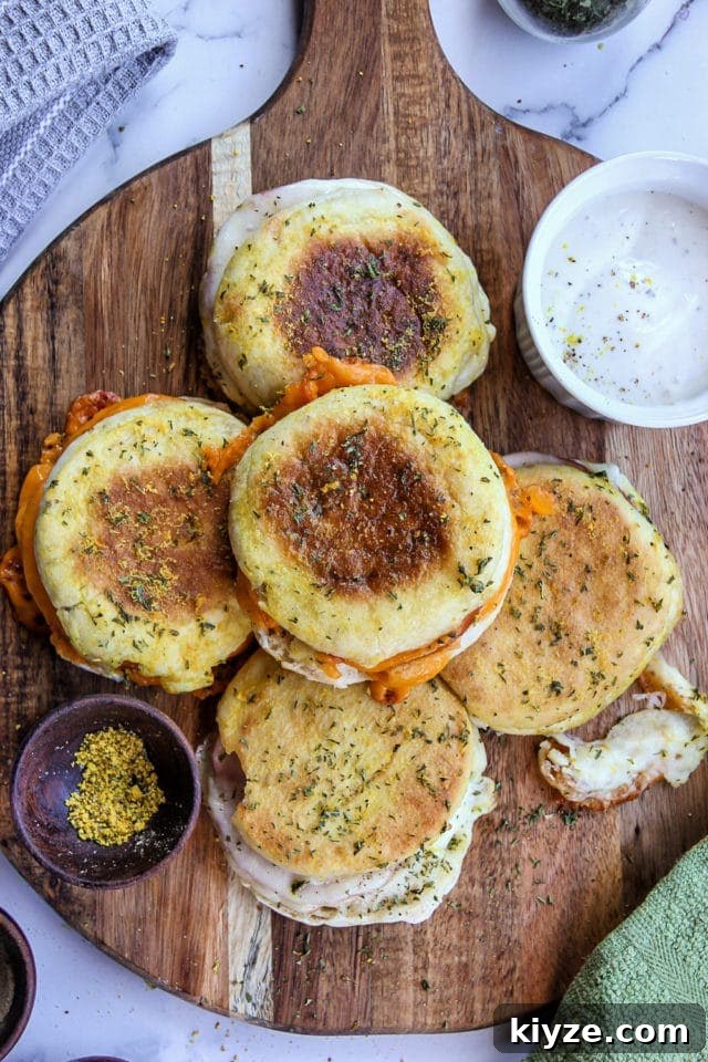 Savory English Muffin Baked Sandwiches with Melted Cheese 4 English Muffin Baked Sandwiches