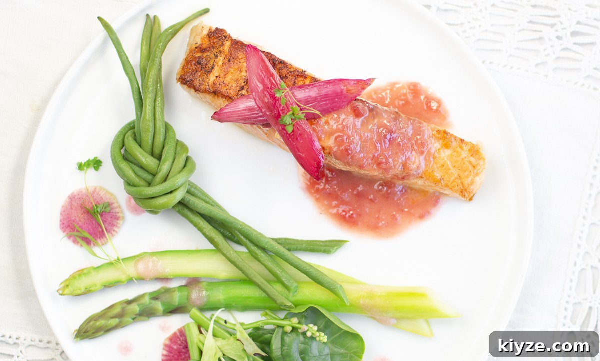 13 Rhubarb Recipes + New Gluten-Free Rhubarb Scones with Glaze 11 Salmon with Rhubarb Jam Butter Sauce with Spring Vegetables