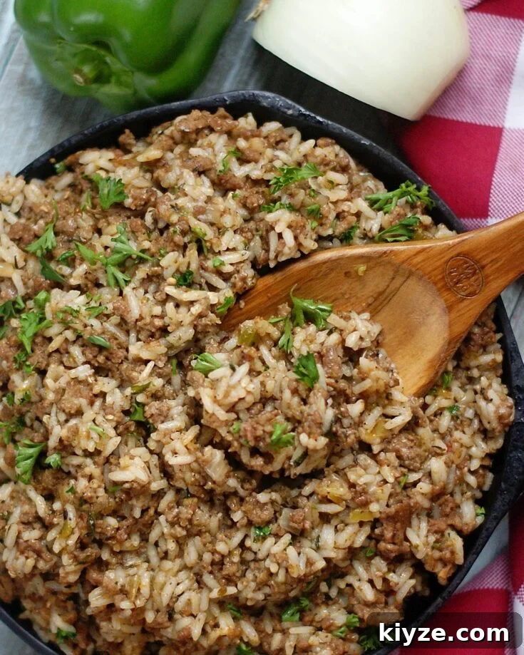 Louisiana Dirty Rice is a classic Louisiana recipe that makes the best rice for a main or side dish.