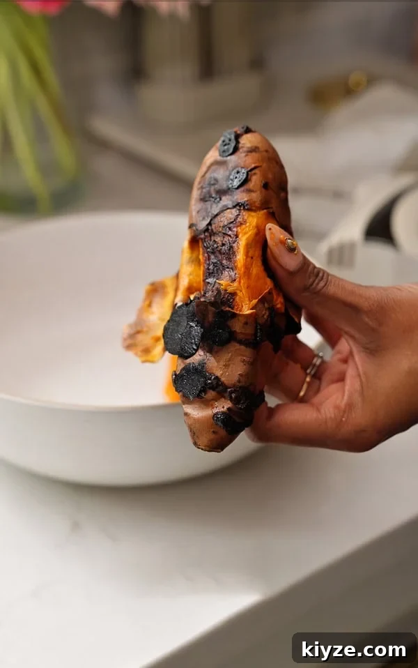 How a roasted sweet potato should look like when making a sweet potato casserole.