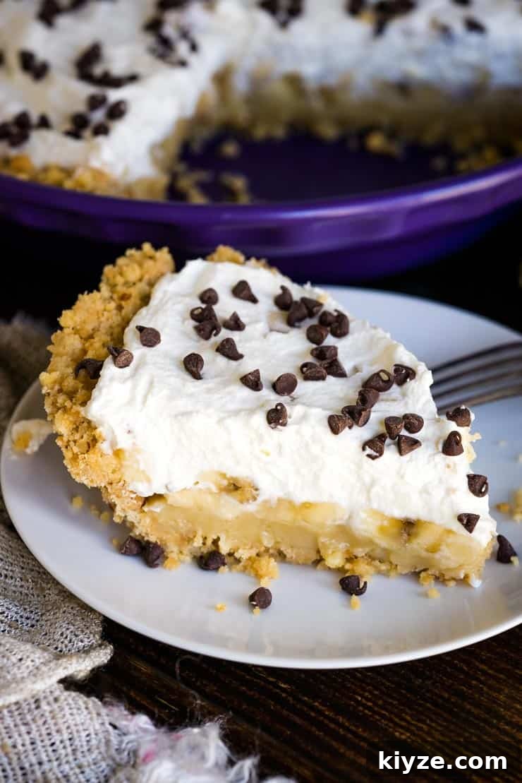 Banoffee Pie Topped with mini chocolate chips