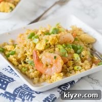 Cauliflower Shrimp Fried Rice – A healthy version of a Chinese take-out favorite! Ready in minutes and you don’t have to feel any guilt about fried rice again!