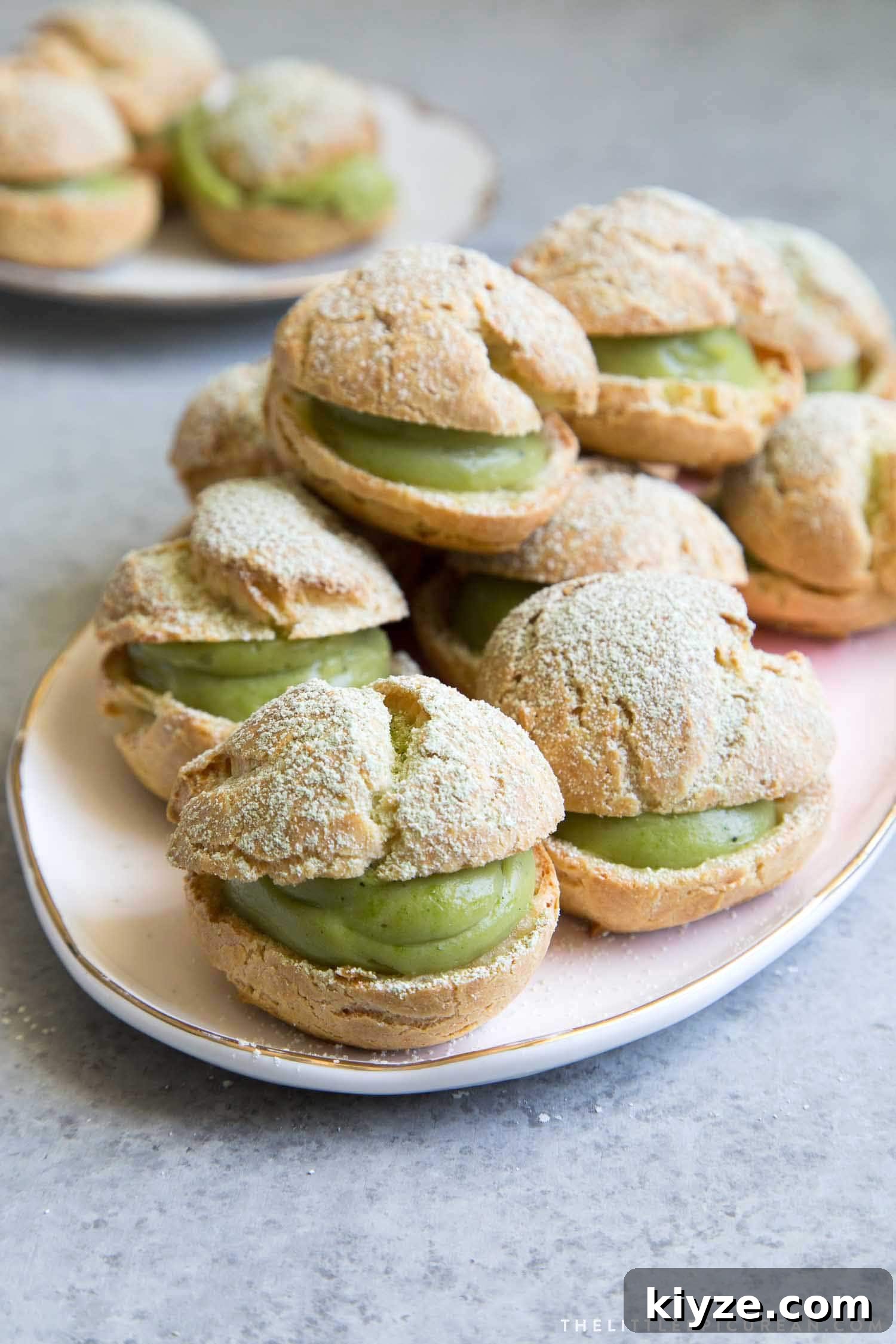 Matcha Cream Puffs Recipe: Light Japanese Green Tea Choux Pastry 12 Matcha Cream Puffs