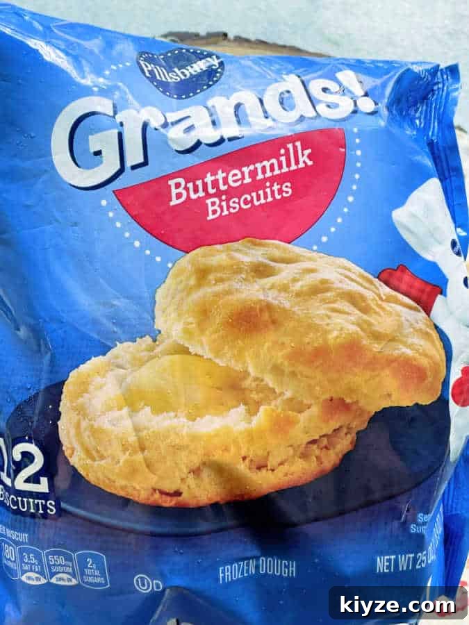 Air Fryer Guide: Crispy Frozen Grands Biscuits in Minutes 4 showing a bag of frozen Grands! buttermilk biscuits
