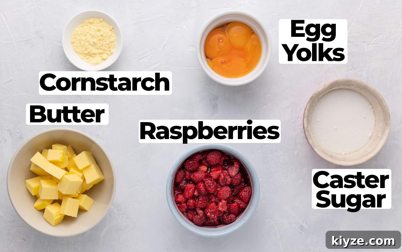 Ingredients placed on a white surface.