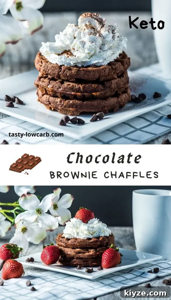 Chocolate Brownie Chaffles: Low-Carb Keto Dessert Recipe 13 Chaffle with whipped cream