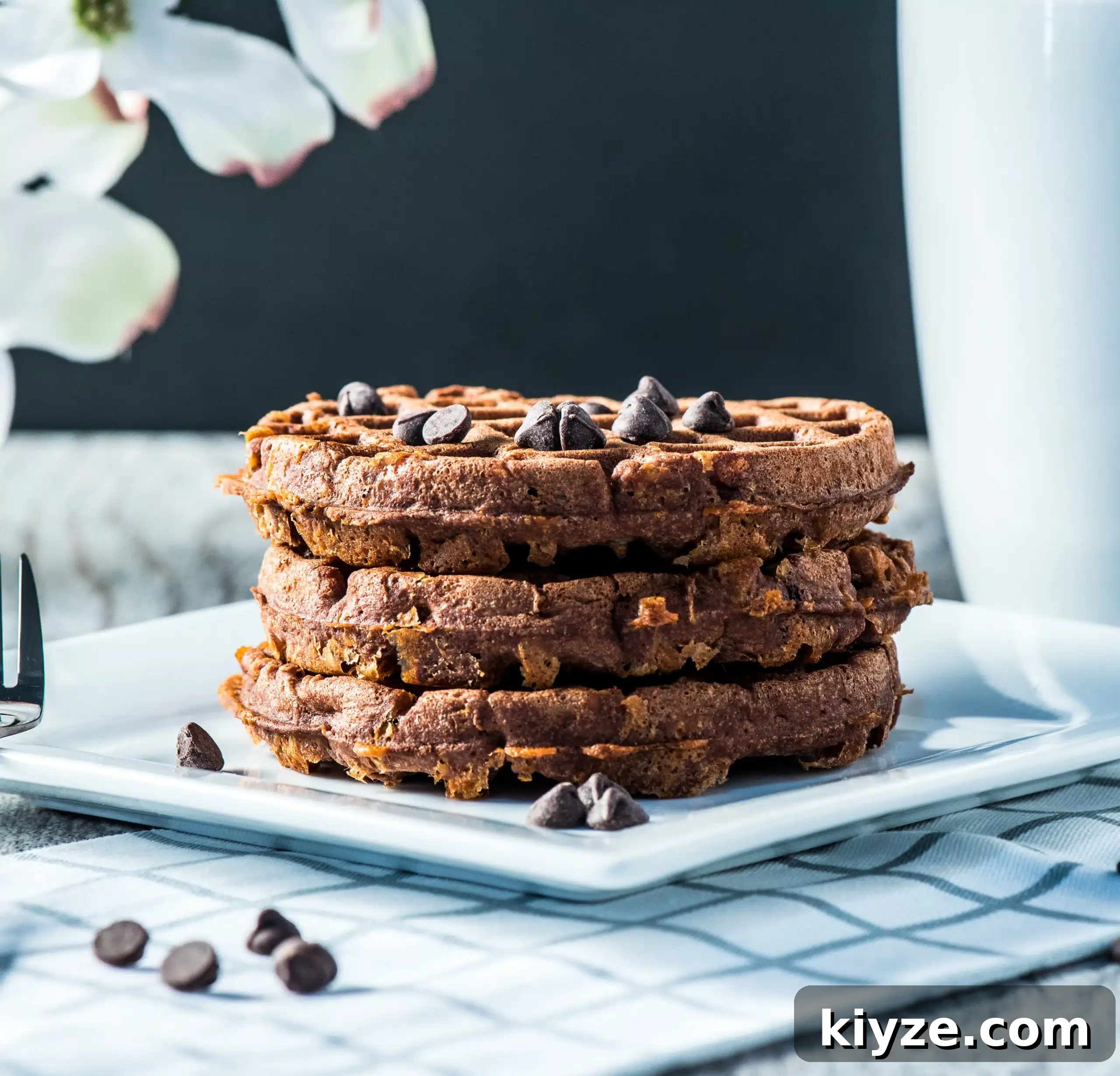 Chocolate Brownie Chaffles: Low-Carb Keto Dessert Recipe 4 Chaffle closeup
