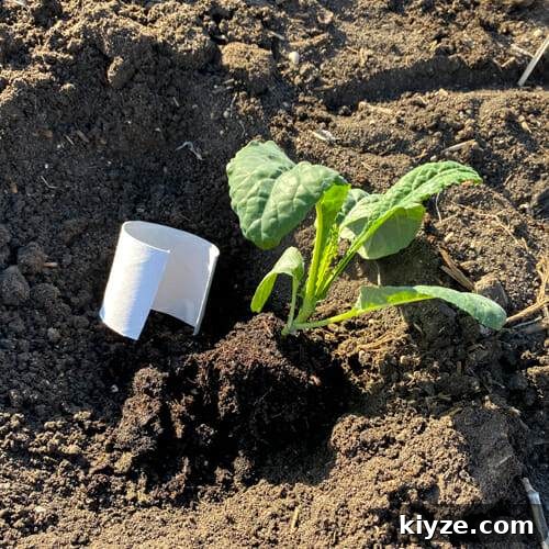 kale transplant in soil